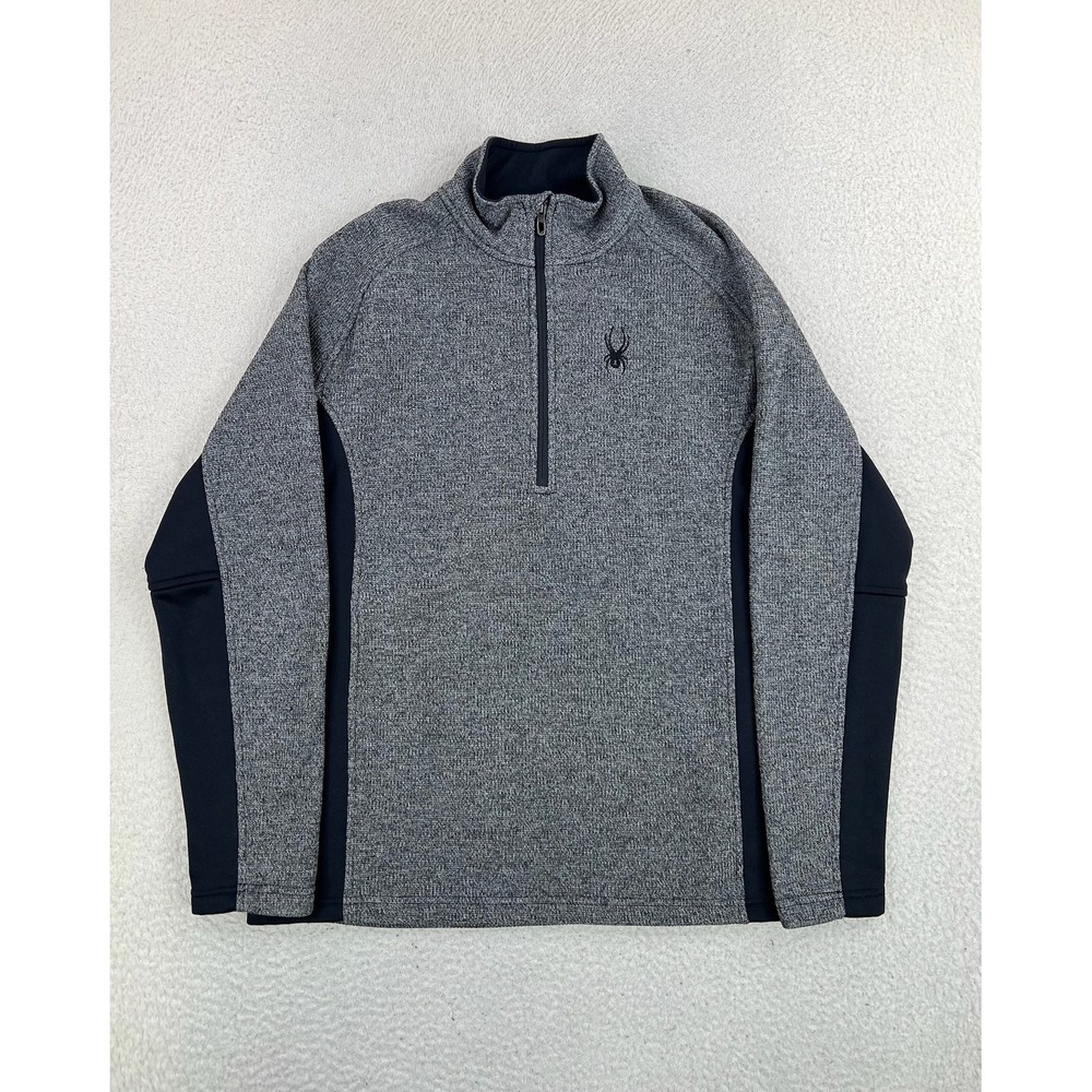 Spyder Pullover Mens Large Gray 1/4 Zip Long Sleeve Ski Fleece Performance Top
